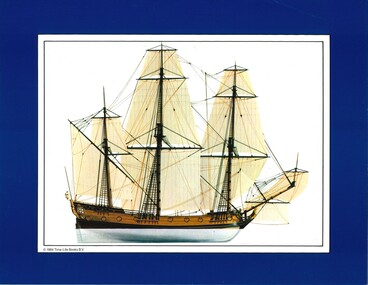 Coloured print of typical Man-of-War by Time-Life Books - un-named boat/ship