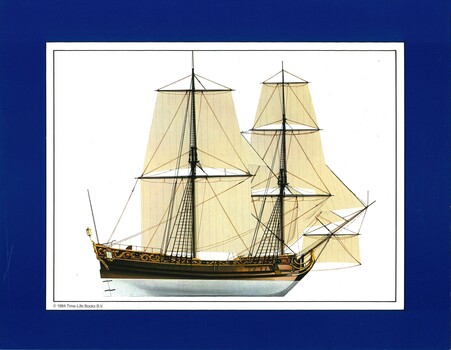 Print of a typical Brigantine by Time Life Books - un-named boat/ship