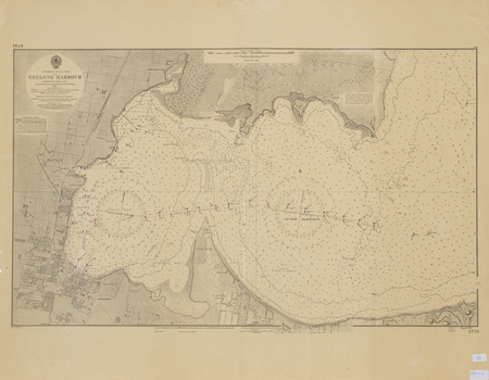 An Admiralty chart of Corio Bay and Geelong Harbour originally engraved in 1865 and revised in 1954
