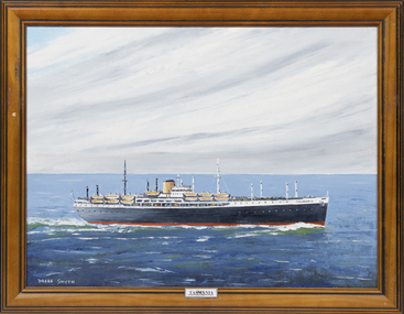 Framed oil painting by Dacre Smyth of the MV Tasmania