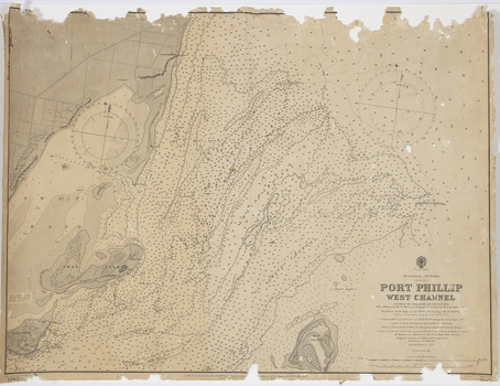 A badly damaged chart 309 engraved in 1903 showing insect damage, tearing and staining