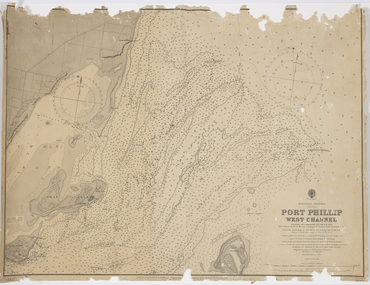 A badly damaged chart 309 engraved in 1903 showing insect damage, tearing and staining