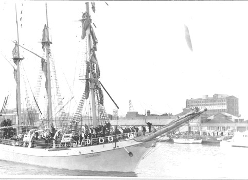 The Indonesian training ship DEWARUTJI on the Yarra, Melbourne