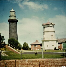 Colour photograph of the Black Lighthouse & Look-out Tower at Queenscliffe