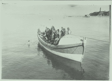 Black & white photograph of Lifeboat Practice c1920 at Queenscliffe