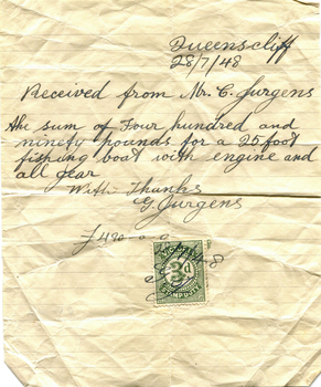 Payment on invoice for fishing boat 1948.