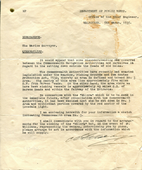 Front view of a memorandum