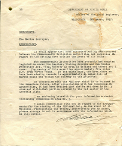 Front view of a memorandum