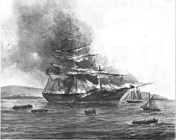 Photograph of the Painting (water colour) of the 'Empress of the Sea' burning