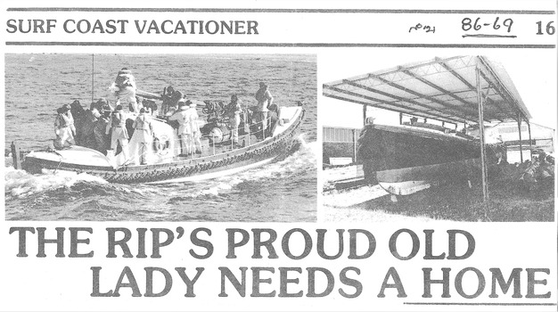 Newspaper headlines about the Queenscliffe lifeboat & its new home at QMM