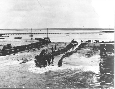 Black & white photograph of the Boat Channel - The Cut's first flow connecting between the two bays. 