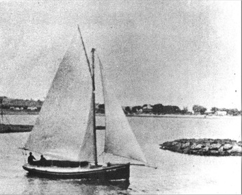 Black & white photo of the Couta boat COOMA on the Yarra River