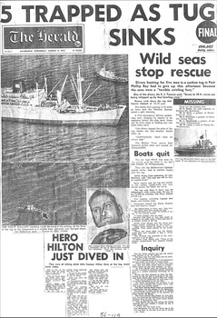 The Herald's 09-08-1972 article re "Wild seas stop rescue"
