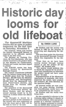 Opening of QMM on 8/11/1986 article from the Echo