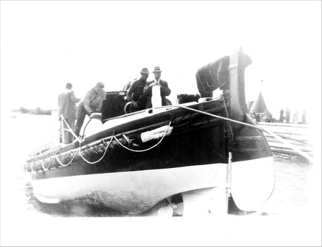 Life boat Queenscliffe being winched up into its shed