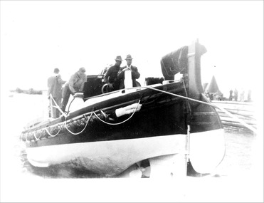 Life boat Queenscliffe being winched up into its shed