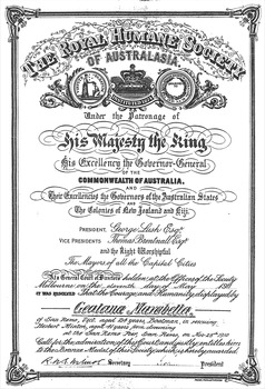 Royal Humane Society Citation 11 May 1911 for Geatana Marabella