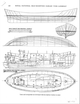 Hull section & deck plan detailed drawings of a typical Oakley Life Boat