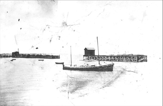 Lifeboat QUEENSCLIFFE  at mooring in Queenscliffe Harbour c1930