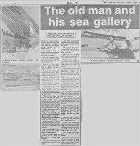 Clipping of "The old man and his sea gallery" - Echo news - 2 Feb 1988
