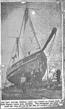 Unknown newspaper source about The THISTLE in dock before running aground