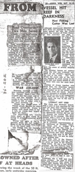 2 x newspaper articles about THISTLE wreck, unknown source.