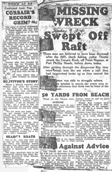 unknown source of newspaper article re Cosair's record of wrecks