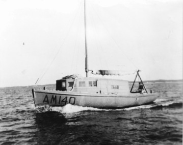 Black & white photograph of the military launch RAE AM140