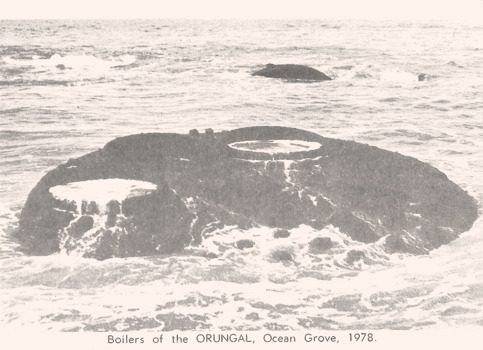 Wrecked boilers from the SS ARUNGAL postcard