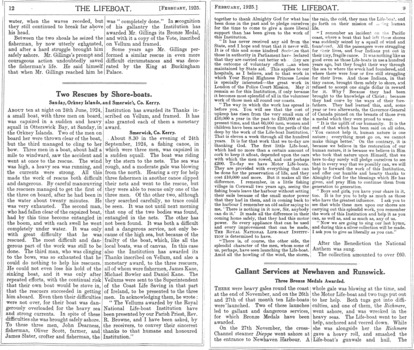 1925 Magazine pages re Lifeboat Service