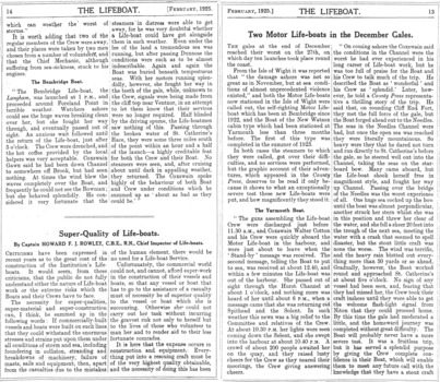 1925 Magazine pages re Lifeboat Service