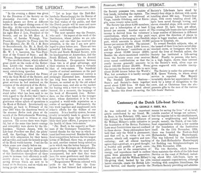 1925 Magazine pages re Lifeboat Service