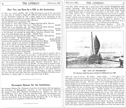 1925 Magazine pages re Lifeboat Service