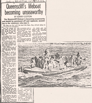 Queenscliffe's Lifeboat Becoming Unseaworthy news article