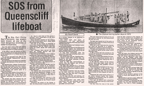 News article about saving the QUEENSCLIFFE lifeboat