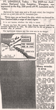 newspaper article re WANGARA wreck c1961