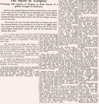 News article re J H Scammel wreck 1891