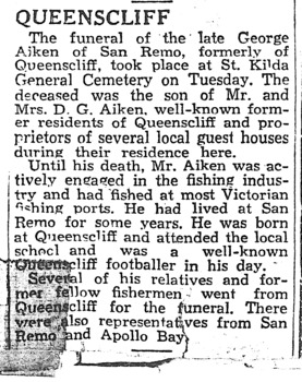 Famous Queenscliffer George Aiken funereal notice