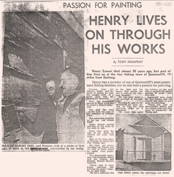 Henry Zanoni memorial newspaper article c1960