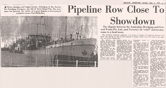 Union dispute article in Geelong Advertiser 1972