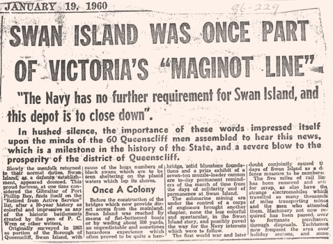 Social impact comments on the 1960 closing of the Swan Island Navy Depot