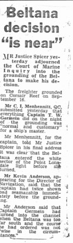 Marine Court decision article re BELTANA wreck at Corsair Reef