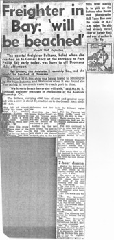 c1963 article about the BELTANA and its holed hull