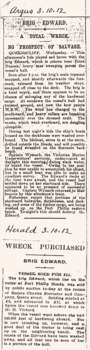 c1912 articles re the demise of the EDWARDS wreck & its subsequent sale