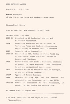 J P Larkin's professional career notes