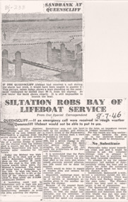 Siltation causing lifeboat launch problems c 1946