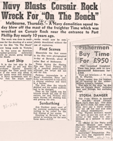 Two clippings re the TIME wreck & sale