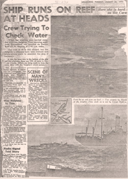 Photos, map & news article re SS TIME wreck