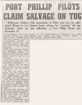News article about Pilots winning case of salvage rights