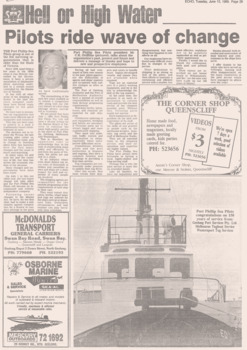 News article about the pilot's life in Port Phillip.